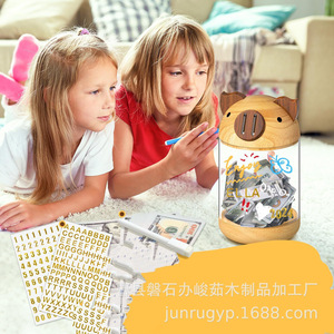 Hucha de madera y acrílico con forma de cerdito, transparente, para niños, regalo para el ahorro y el crecimiento. - Product Image 4