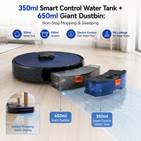 Robot aspirateur laveur intelligent avec contrôle par application, rechargeable, entièrement automatique, avec fonction de nettoyage et réservoir d'eau