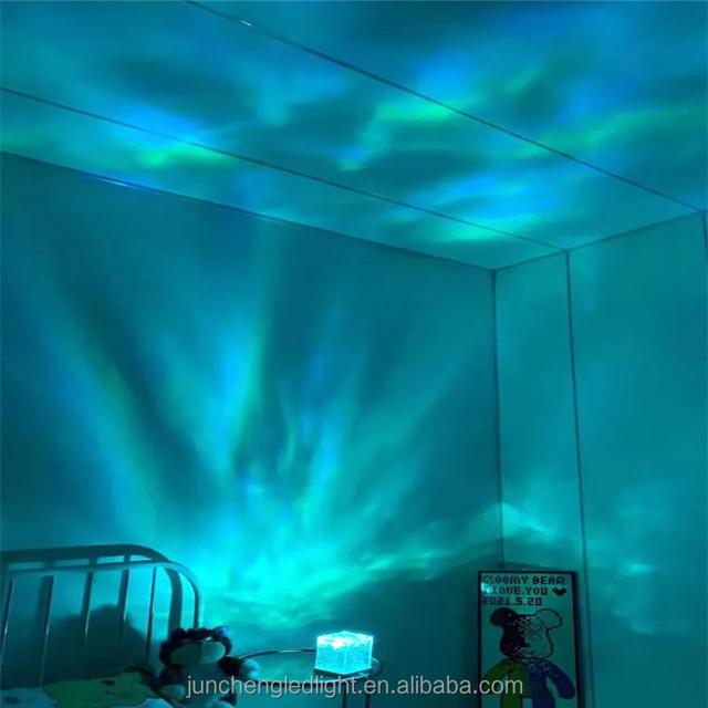 Modern Design Water Ripple Pattern Projector Night Light Decor for Christmas Wedding Party Flame Crystal Projector Light