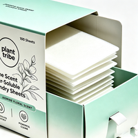 Feuilles de lessive parfumées au jasmin, portables, dissolvables, nettoyage en profondeur, fraîcheur florale longue durée, papier à lessive