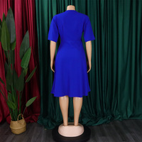 MD391 Robe d'été col en V Robe portefeuille plissée mi-longue élégante robe africaine pour femmes vêtements