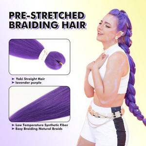Extensions capillaires synthétiques Futura à tresser, 26 pouces, violettes, lisses, pour femmes, perruque queue de cheval, résistantes à la chaleur, cheveux teints - Product Image 2