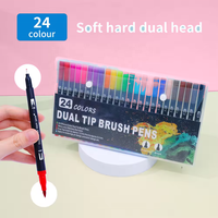 Ensemble de marqueurs professionnels à double pointe pour aquarelle, 24 couleurs, pointe fine 0,4 mm, pointe pinceau 1-2 mm, pour le dessin et les contours artistiques