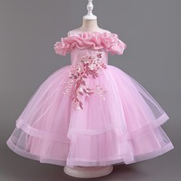 Robe de bal d'été élégante pour adolescentes, robes de soirée pour filles avec col rond et décoration florale ALP-0031 Vêtements pour enfants