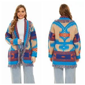 Maglia Jacquard lunga taglie forti con cardigan con nappine e cardigan da donna in lana Cashmere a maglia nuova per l'inverno 2025 - Product Image 3