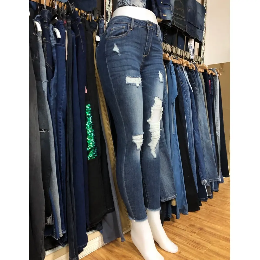 GZY fabbrica di jeans denim di lusso delle signore magro private label indumenti di marca stock jeans delle donne 2018 femminile