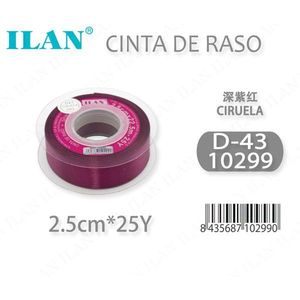 Nastro in raso ILAN 2,5 cm 25Y colore prugna intenso per artigianato e decorazioni - Product Image 3