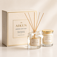 AIKUN - Juego de Velas Aromáticas y Difusores de Aroma Nórdicos Modernos, Marca Privada de Lujo para el Hogar, Caja de Regalo con Velas en Frascos de Vidrio