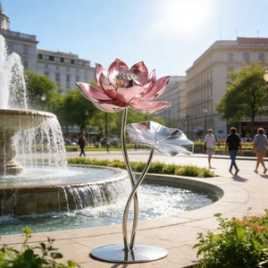 Sculptures de jardin modernes de grande taille en acier inoxydable sur mesure, décorations extérieures de luxe, motifs artistiques d'arbres et de fleurs, résistantes aux intempéries - Product Image 5