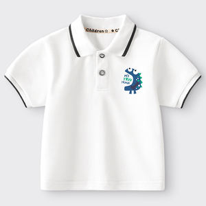 Polo pour garçons 2026 Nouveau T-shirt en coton pur à manches courtes pour enfants et adolescents avec logo personnalisé et motif dessin animé - Product Image 3