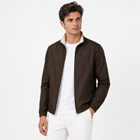 Veste décontractée légère pour homme, printemps, aspect soyeux, col contrastant, fermeture éclair intégrale, personnalisable avec logo OEM, vente en gros