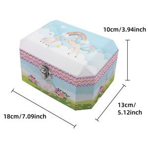 Caja <span class=keywords><strong>de</strong></span> Música <span class=keywords><strong>de</strong></span> Unicornio Arcoíris, Joyero - Organizador Hexagonal <span class=keywords><strong>de</strong></span> Papel con Figura, <span class=keywords><strong>Canciones</strong></span> Personalizadas y Espejo, Regalo Mágico para Niñas - Product Image 2
