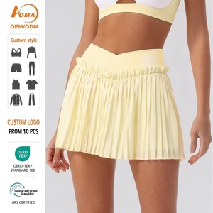 Aoyema Quick Dry Slim V Waist Pleated <strong>Skort</strong> With Hidden Pocket Built-in Shorts Fitness Pilates <strong>Women</strong> Tennis Skirt - Product Image 1