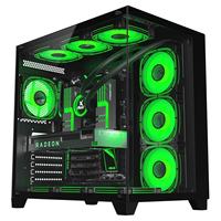 Boîtier d'ordinateur de jeu PC Gamer ATX ITX de bureau en verre trempé blanc aérospatial en gros Hongyi avec LED USB3.0 Type