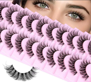 Pestañas Postizas de Mink Sintético, 10 Pares, Descuento por Volumen, Pestañas de Tira Completa para Maquillaje - Product Image 1
