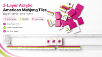 Tuiles de Mahjong américaines en acrylique à 3 couches, sous licence originale, avec motif floral moderne en forme de cœur rose vif, taille luxe 32 mm, ensemble durable