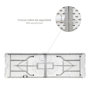 Tavolo Rettangolare Pieghevole in HDPE 244x76x74 cm. Colore Bianco - Product Image 3