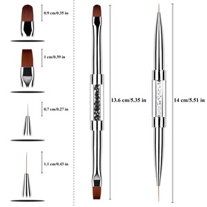 Outil professionnel à double tête avec manche en métal pour la construction des ongles Pinceau en gel pour l'art des ongles avec longue tige de poussée en acier - Product Image 4