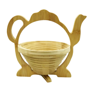 ตะกร้าไม้ไผ่พับได้รูปทรงกาน้ำชาสำหรับเสิร์ฟผลไม้ - Product Image 1