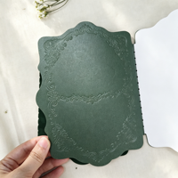 Coffret de Livrets de Vœux de Mariage en Velours Vert Émeraude de Luxe, Bordure Courbe Découpée, Estampillé Or, pour Lui et Elle, Souvenir d'Anniversaire