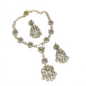 Trendy Premium Quality Brass Gold Plated Moissanite Necklace <b>Set</b> with Earrings for Wedding and <b>Gift</b> Collection for <b>Women</b> - Product Image 2