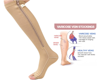 Chaussettes de compression tricotées jusqu'au genou 11-19 mmHg, chaussettes sans orteils, unisexe pour hommes et femmes, améliore la circulation sanguine