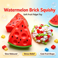 Jouet Squishy en Gros Pastèque Simulée Effet Craquant avec Blocs de Construction, Jouet Anti-Stress à Rebond Lent avec Son de Craquement
