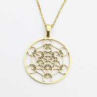 Collier Géométrie Sacrée Merkaba Bijoux Metatron Collier Vermeil Or Bijoux Pendentif Creux Collier Hip Hop