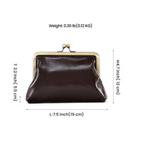 Porte-monnaie rétro créatif en cuir véritable imperméable avec fermoir pour femmes