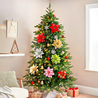 10 Stück/Beutel Weihnachts-Glitzerblumen mit Clip Künstliche Plastikblumen Bunte Santa-Dekorative Kunstblumen