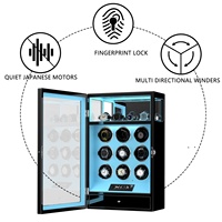 Remontoir de montre personnalisé Technologie de boîte Empreinte digitale 3 6 9 fentes Montre Vault Luxe en cuir bleu Remontoir automatique de montre