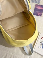 Sac à dos étudiant OEM/ODM style crème color-block avec fermeture éclair, polyvalent, tendance japonaise, mignon, pour femme, pour ordinateur portable, motif dessin animé