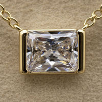 Collier pendentif rectangulaire en moissanite facettée plaqué or S925