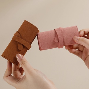 Organisateur de bijoux portable en microfibre pour femme, mini sac de rangement personnalisé avec logo pour boucles d'oreilles et bracelets, rectangulaire et simple - Product Image 5