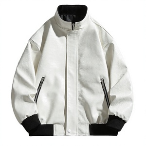 Servicio OEM, Chaqueta Bomber de Invierno para Hombre con Logotipo Personalizado, Cortavientos Casual, Chaqueta de Cuero Genuino con Cuello Alto a la Moda - Product Image 2