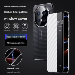 Funda magnética inteligente con Tapa de cuero con patrón de <span class=keywords><strong>fibra</strong></span> de carbono para Huawei Mate 70 Pro +/ 70 Pro, funda protectora con todo incluido - Product Image 2