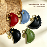 Llavero de Cuero PU con Forma de Dumpling, Colgante Portátil con Borde Ondulado para Decoración de Bolsos, Uso Diario, Regalo de Cumpleaños o Festividades