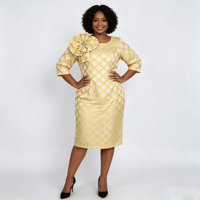Robe de luxe élégante pour femme américaine grande taille, idéale pour les affaires et l'église, en brocart – Nouvelle collection en promotion
