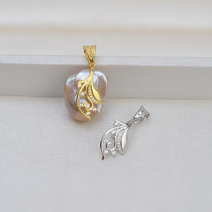 Pendentif en argent S925 fait main avec perle baroque, collier de perles irrégulières tendance, composant de bijoux vide pour femme 1404 - Product Image 1