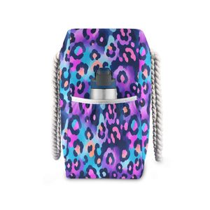 Bolsa de Playa de Gran Capacidad con Estampado de Leopardo, Bolsa de Mano Personalizada para Mujer, para Verano, Aire Libre, Playa y Picnic, con Asa de Cuerda - Product Image 3