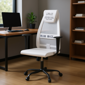 Chaise de bureau Idiles en maille blanche avec cadre métallique, pivotante et réglable, pour usage professionnel - Product Image 2