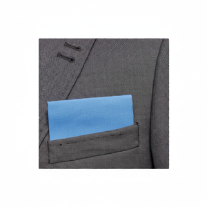 Pochette de blazer pliée prête à l'emploi bleue unie pour homme adulte, taille unique, en tissu tissé - Product Image 2