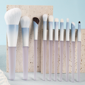 Juego de diez brochas de maquillaje con degradado azul, brocha para principiantes, para polvos sueltos y reparación - Product Image 1