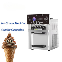 Machine à glace molle automatique professionnelle 3 saveurs, nouveau moteur, pour lait et eau, en acier inoxydable