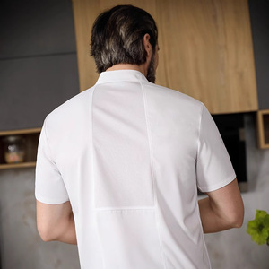 Solid Color Asymmetrical Collar Chef Uniform <b>Set</b> Cotton Breathable Work Clothes For Western Cuisine <b>Baking</b> Hotels - Product Image 4