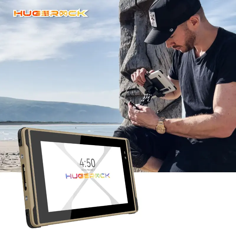 2600Nits Ruggedized Khe Cắm Sim Giá Rẻ Tablet PC Hugerock X7 Android 13.0 8 + 128G Bt 5.0 7 Inch Công Nghiệp USB Loại C Octa Core Cánh Tay