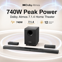 Barre de son ULTIMEA 740W Dolby Atmos 7.1.4 canaux, système home cinéma avec caisson de basses sans fil de 8 pouces et enceintes arrière