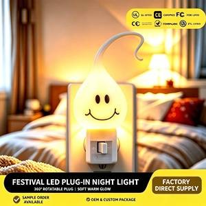 ไฟกลางคืน LED รูปต้นอ่อนน่ารักแบบเสียบปลั๊ก ขายส่ง OEM&ODM ไฟรูปหยดน้ำแบบเสียบปลั๊ก ไฟตกแต่งนุ่มนวลสำหรับเด็ก ผลิตตามสั่ง จำนวนมาก จากโรงงานโดยตรง - Product Image 1