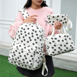 Set of 3 Corduroy Printed Student <b>Backpacks</b> High School and <b>College</b> Students <b>Backpack</b> Lunch Bag and Pen Case - Product Image 4