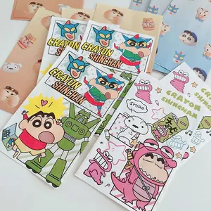 Simpatico cartone animato piccolo nuovo sacchetto di carta artigianale pastello Shin Chan regalo materiale di conservazione per ragazza tasca piatta sacchetti di caramelle Logo personalizzato
